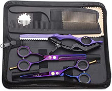 Purple Dragon Purple Hairdressing Scissors Set 5.5 Inch Hair Cutting & Thinning Scissors Kit for Men Women Kids Home Salon Barber