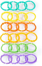 Bright Starts, Lots of Links Rings Toys, Soothing & Teething Toy, Clip on Pram, Pushchair or Car Seat, Textured Sensory Toy, Stroller Take Along Toy, BPA-Free, 24 Pcs, Ages 0 Months +