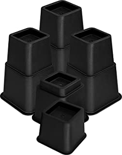 Utopia Bedding 8 Piece Premium Adjustable Furniture Risers (4 High and 4 Short) - Heavy Duty Riser with Strong Space saving - Bed Riser, Table Riser, Chair or Sofa Riser (3 to 8 Inch) - (Black)