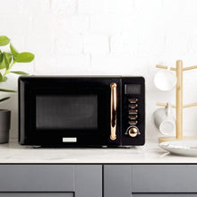 Haden Salcombe Black Microwave  Defrost, Reheat & Cooking Functions - 800w microwave - 20 Litre - Digital Timer - 6 Power Levels - Black and Copper