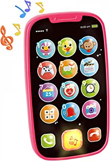 HOLA Baby Phone Toys for 1 Year Old Girls Gifts, Baby Toys 12 Months Role Play Learning Musical Kids Phone Toys of Baby with Lights, Sounds, Numbers & Letters, 1st Birthday Gifts for Girls Pink