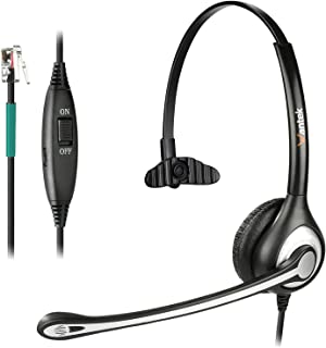 Wantek Corded Telephone Headset Mono w/Noise Canceling Mic for AVAYA Aastra Allworx Adtran Alcatel Lucent AltiGen Comdial Digium Gigaset InterTel Mitel Plantronics MiVoice Landline Deskphones(F600S1)