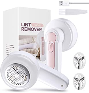 Bobble Remover for Clothes, Lint Remover Fabric Shaver Rechargeable with 2 Spare Shaving Heads, Powerful Fluff Shaver Brush Fuzz Debobbler for Clothes Blanket Carpet Bobbles Sweater Sofa Fiber Cotton