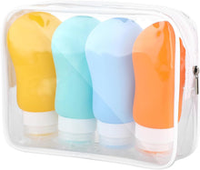 Portable Travel Bottles for Toiletries, 3.5 OZ Leak-proof Compact Travel Size Containers, Refillable Liquid Silicone Squeezable Travel Accessories for Shampoo, Body Wash and other Liquids, 4 Pack