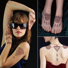 XMASIR 12 Sheets Brown Tattoos Sticker For Women Girls, Waterproof Fake Tattoos Temporary Lace Tattoo Kits, Lotus Mandala Flower Temporary Tattoos Neck Chest Arm (12-)