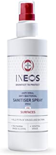 Hospital Grade Sanitiser Spray for Surfaces by INEOS Hygienics . Made with 75% pharma grade alcohol. Kills 99.9% of viruses and bacteria, 250ml (Pack of 1)