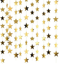 52 Feet Reflective Star Paper Garland,Sparkling Star Bunting Banner Hanging Decoration Twinkle Little Star Party Garlands Glitter Star Garland Streamer Kit For Birthday Wedding Banner Backdrop (Gold)