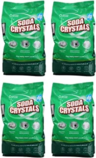 4 x Soda Crystals Multipurpose Cleaner Cleans Washing Machine Sinks Drains Laundry Stain Remover - 1kg