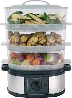 Morphy Richards 48755 3 Tier Food Steamer Three Tier Stainless Steel Food Steamer, Black