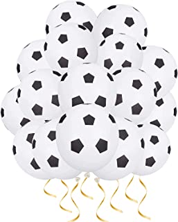 16 Pcs Black Soccer Latex Balloons 12 Inch Football Balloons,Black White Soccer Balloons,Birthday Balloons for Sport Theme Party，World Cup Party Kids Birthday Party，Football Fans Party Supplies