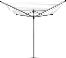 Brabantia - Lift-O-Matic - 60 Metres of Clothes Line - Adjustable in Height - UV-Resistant & Non-Slip Lining - Umbrella System - with Ground Spike 45 mm & Cover - Metallic Grey -  295 cm