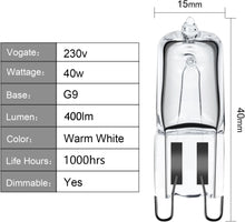 GMY G9 Halogen Oven Bulb 40W 230V 300 Heat Tolerant for Neff / AEG / Smeg / Zanussi / Bosch / Oven Light Bulb 2 Pack