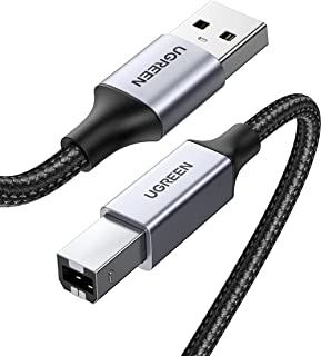 UGREEN USB A to B Cable, Braided High Speed USB 2.0 Type A to USB B Male Lead Compatible with All USB Type B Devices Epson, HP DeskJet/Envy, Lexmark, 3D, Dell, Brother, DAC, All-in-One, Scanner (1M)