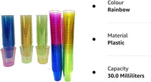 Disposable Plastic Shot Glasses, Colourful Rainbow 30ml - Shot Cups Shots Vodka Jelly Sample Tasting Desserts, Weddings Birthdays Parties Christmas, Stag, Hen and Drinking Games (80)