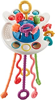 Baby Sensory Toys, Silicone Pull String Activity Toys for Toddlers, Soft Sensory Training Toys, Children UFO Pumping Sensory Toy, Baby Finger Pull Exercises for 18 Months Up Boys and Girls