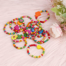 kuou 12Pcs Colourful Wooden Bracelets Set, Party Bag and Stocking Fillers Loot