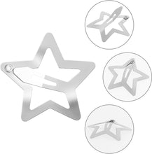 WLLHYF 10 Pieces Metal Star Snap Hair Clips Silver Cute Small Hair Barrettes Non-slip Hollow Out Stars Hairclips for Kids Girls Women Hairpin Lovely Star Headpieces Hair Accessories (Silver)