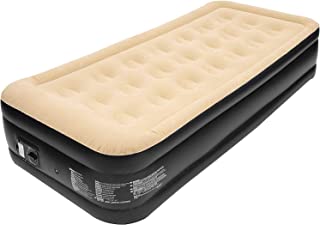 LIVIVO Luxury Flocked Air Bed Mattress – Portable Inflatable Double Airbed with Built-In Electric Pump, Elevated, Raised & Structured Air Coil Technology (Single)