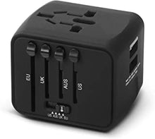 Universal USB Plug Charger 2-Port USB for worldwide travel,international travel plugs with EU,UK,US,AU plugs (black)