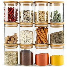 Set of 12 250 ML Jar Borosilicate Glass Storage Container Bamboo Vacuum Lid Spice Snack Holder