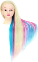 Neverland Hairdressing Training Head, 26"-28" Styling Head Rainbow Manikin Cosmetology Doll Mannequin Head for Little Girls 100% Synthetic Hair with Free Clamp+ Braid Set