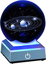 ERWEI 3D Solar System Model Crystal Ball 80mm 3.15" Planets Model with Name Laser Engraved Hologram Paperweights Science Educational Toys Gifts for Astronomy Lovers Home Decoration