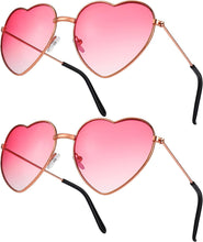 QINREN 2 Pairs Hippie Specs Glasses, Retro Heart Shaped Sunglasses 60's 70's Style Heart Glasses Festival Accessories for Hippie Fancy Dress Accessory( Pink)