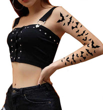 Tatodays black vampire flying bats tattoos temporary tattoos women arm halloween realistic temp tatoo waterproof bats halloween tattoo vampiress men women kids girls gothic goth fancy dress