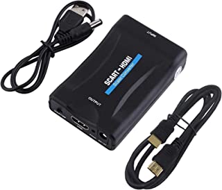 Scart to HDMI Converter, with HDMI Cable，Jsdoin Scart Adapter Support HDMI 720/1080P for Smartphone to HDTV STB PS3 Sky DVD Blu-ray