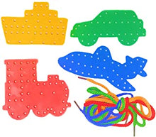 Kids B Crafty 4 Transport Lacing Shapes, Fine Motor Skills Toys, Threading Toys, Early Learning , Threading Toddler Toy, Drawing Templates