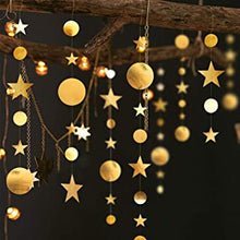 52 Ft Gold Twinkle Little Star Party Garlands Kit Metallic Matt Gross Big Paper Circle Garland Bunting Banner Decoration for Christmas Birthday Baby Shower Wedding Ramadan Mubarak Eid Party Kids Room