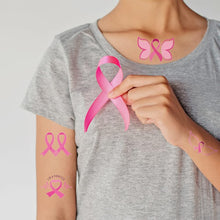 Pink Ribbon Temporary Tattoos,10 Sheets Fake Waterproof Breast Cancer Awareness Tattoo Stickers for Women Girls Party Fundraising Event