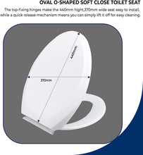 CUQOO Oval Shaped Soft Close Toilet Seat  Toilet Seat with Quick Release for Easy Clean  Simple & Durable Top Fixing  Toilet Seats in White with Adjustable Hinges  Standard O Shape Toilet Seat