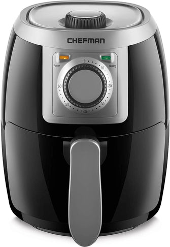 Chefman TurboFry 2-Litre Small Air Fryer, Compact Size, Easy-Set 60-Minute Timer for Fast and Healthy Cooking, Make French Fries, Chicken, Meat, Fish, Vegetables, Nonstick Dishwasher-Safe Parts, Black