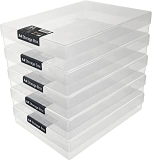 WestonBoxes A4 Transparent Plastic Craft Storage Boxes with Lids for Art Supplies, Paper and Card - 3.6 Litre Volume (Pack of 5)