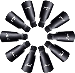 IME Nail Polish Remover Clips Set, Nails Art Gel Cap Soak Off Clip UV Manicure Acrylic Nails Wrap Tool Black Colour 10 pcs