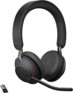 Jabra Evolve2 65 Wireless PC Headset – Noise Cancelling UC Certified Stereo Headphones With Long-Lasting Battery – USB-A Bluetooth Adapter – Black