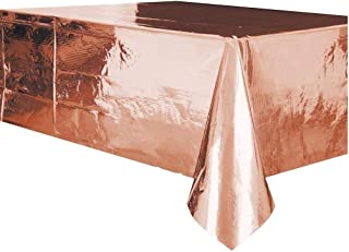 Metallic Rectangular Plastic Table Cover - 54" x 108" | Rose Gold | 1 Pc.