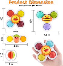 Sirecal Suction Cup Spinner Toys, Baby Bath Toys with Suction Cup Silicone Flipping Board, Baby Sensory Spinner Toy Release Anxiety Travel Toys, for Toddler Boy Girl, 4PCS