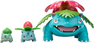 Pokèmon PKW2775 Select Evolution 3 Pack-Features 2 Bulbasaur, 3 Ivysaur and 12-Inch Venusaur Battle Figures, Multi