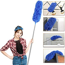 Feather Duster Extendable with Stainless Steel Extension Pole, 100 Inches Extra Long Telescopic Dusters, Cobweb Duster with Bendable Head for Cleaning Blinds, Interior Roof, Ceiling Fan, Cars