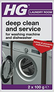 HG Deep Clean and Service for Washing Machines & Dishwashers, Professional Standard Cleaner & Descaler for Home Laundry & Kitchen Cutlery/Plate Cleaning Appliances – 2 x 100g (248020106)