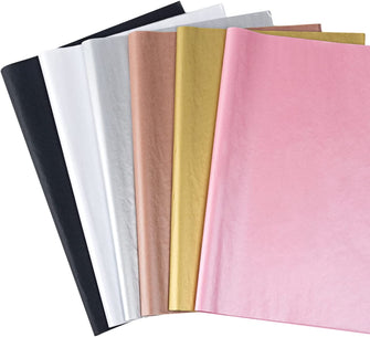 Feibmir 60 Sheets 6 Colors Metallic Tissue Paper,Gift Wrapping for Birthday Parties Christmas Weddings DIY Crafts,20 x 14 Inch(Rose Gold, Gold, Silver,Pink Gold,Black,White)