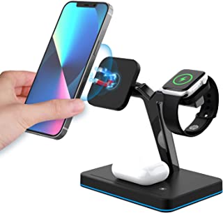 Wireless Charger Stand for MagSafe, 3 in 1 Charging Station for Apple, Magnetic Wireless Charging Stand for iPhone 14/13/12 Pro, Max, Mini, Apple Watch 7/6/SE/5/4/3/2, Airpods Pro3/2