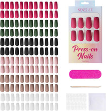 Press on Nails,6 Packs (144 Pcs) False Nails with Glue Stickers,Coffin Full Cover Acrylic Nails Press on Nails with Nail Adhesive Tab for Women Girls Nails Art,Gift Box Packaging (Pointy Solid Color