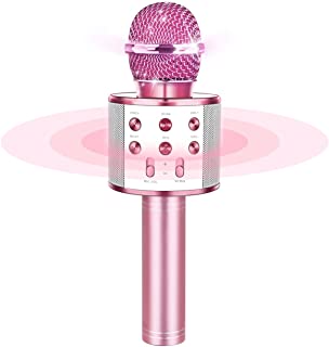 Microphone for Kids, Karaoke Wireless Bluetooth Microphone for Android & IOS 3 in 1 Karaoke Mic with Adjustable Mix Echo, Play Music, Christmas Xmas Gifts for Kids Portable Microphone Gifts Girls Toys