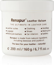 Renapur Leather Balsam, Natural Balm, Conditioner and Restorer (200 ml + Applicator Sponge)  Protector for Sofas, Furniture, Shoes, Bags, Car Seats, Saddlery & Tack (Original)