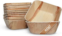 FOOGO Green 25 Disposable Palm Leaf Bowls | 5.5" (13cm) 550ml Soup, Salad, Dessert Salad Bowl| Deep Square | Sturdy Eco Friendly Biodegradable| Party and Wedding |Wooden Bowls| for Hot Food