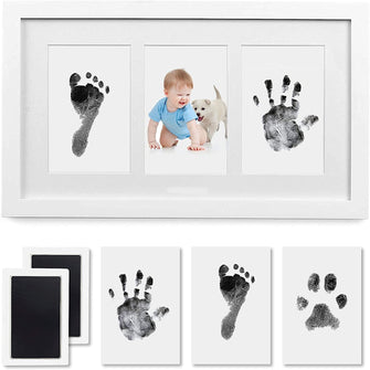 PewinGo Baby Handprint and Footprint Kit, Baby Framed Photo Kit with 100% Clean-Touch Ink Pad for Newborn Baby, Perfect baby gift