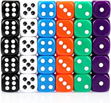 Dice Set 30PCS - 6 Sided 16mm 6 Colours Spot Game Dice Set for Smoother Rolling No Harmful Materials Rounded Edges